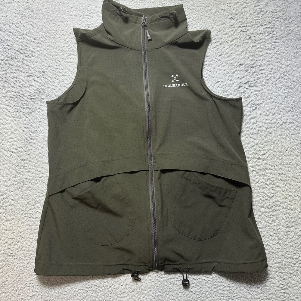 Troubadour Lija Women Olive Green Perforated Zip Up Golf Vest Size‎ M/M Gorpcore